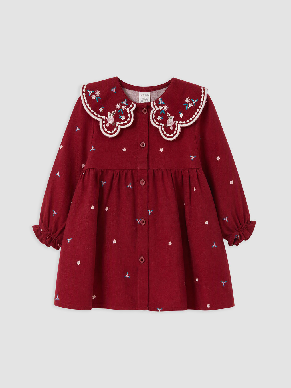 Peter Pan Collar Embroidered Baby Girls' Dress