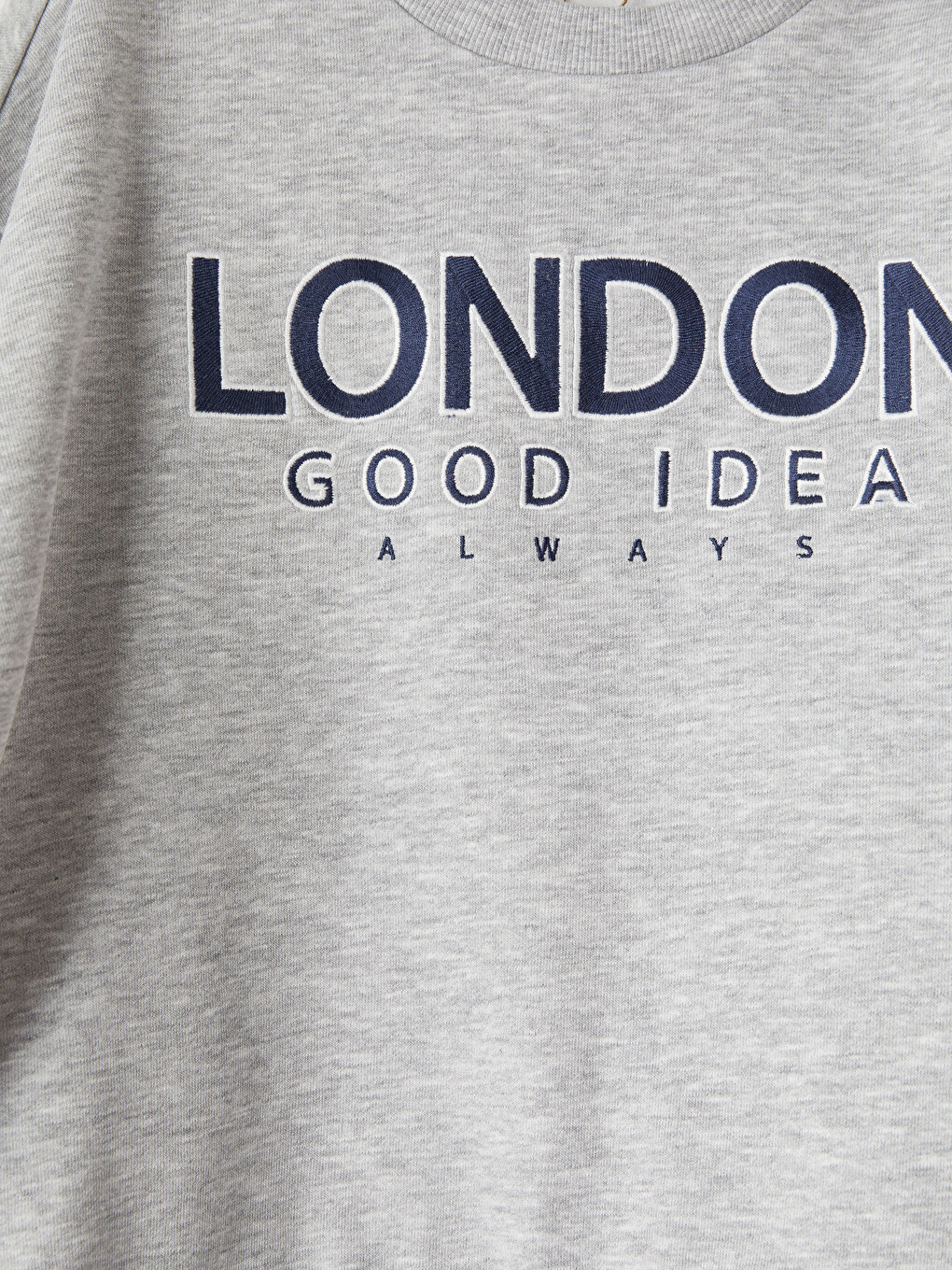Gri London Baskılı Kız Çocuk Kalın Sweatshirt-1