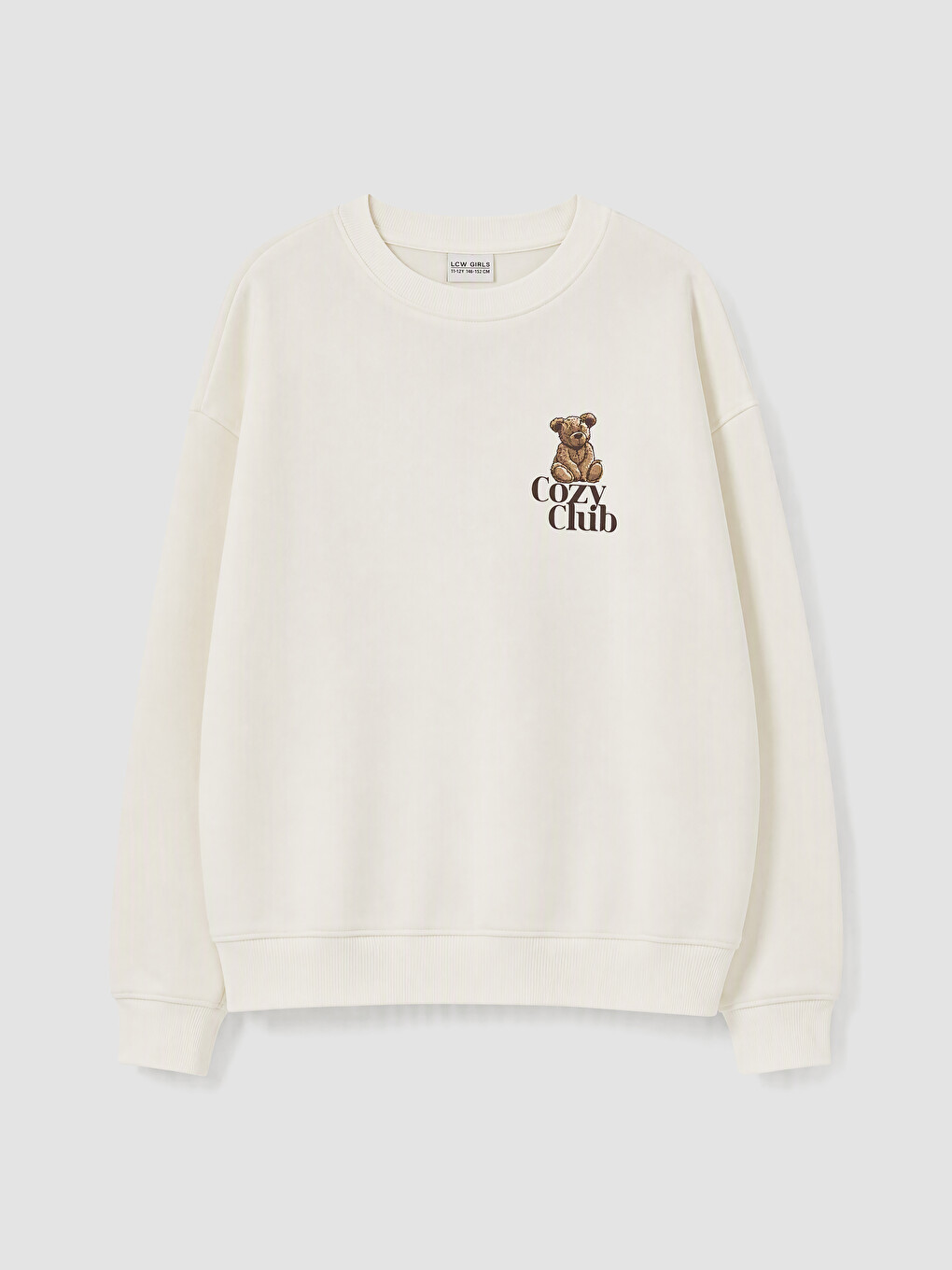 Ekru Baskılı Kız Çocuk Kalın Sweatshirt-1