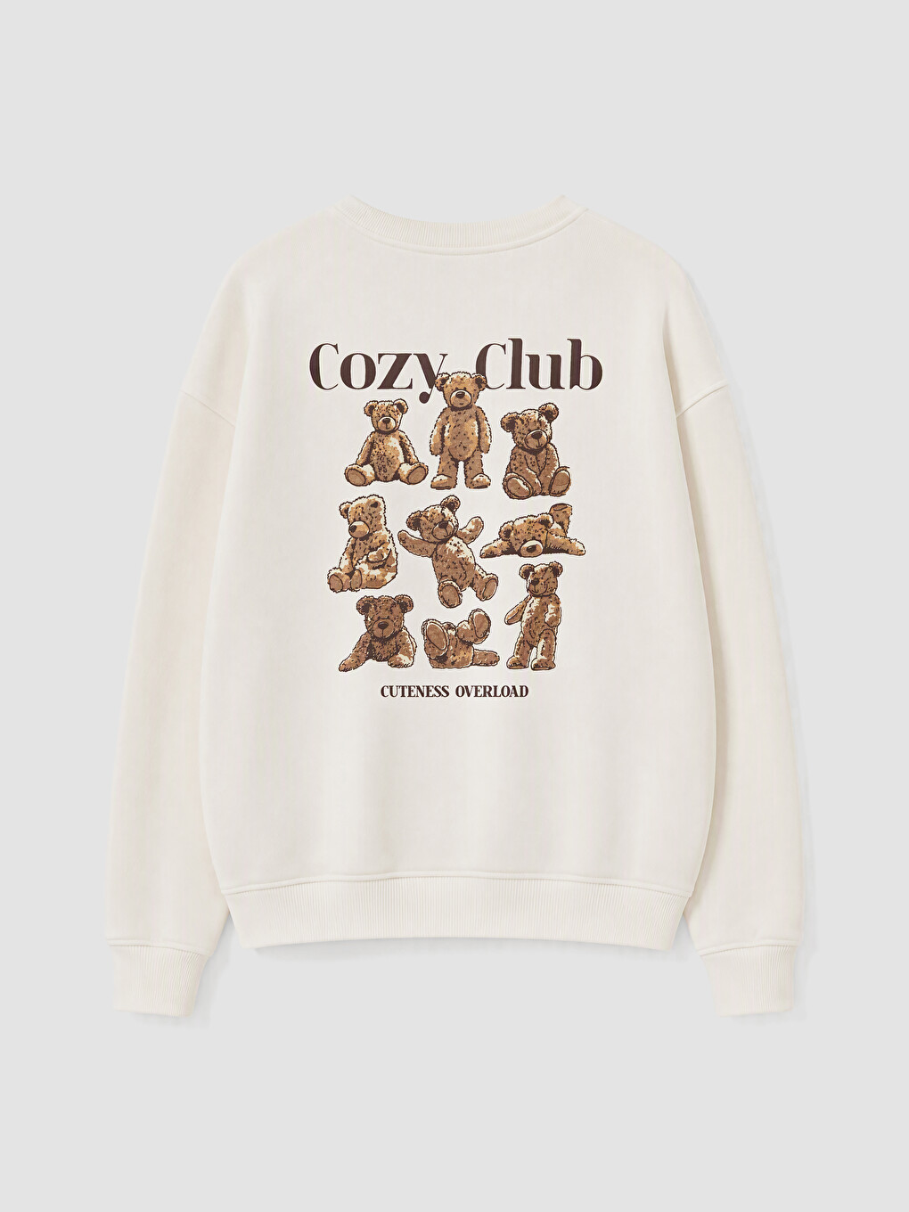 Ekru Baskılı Kız Çocuk Kalın Sweatshirt-5