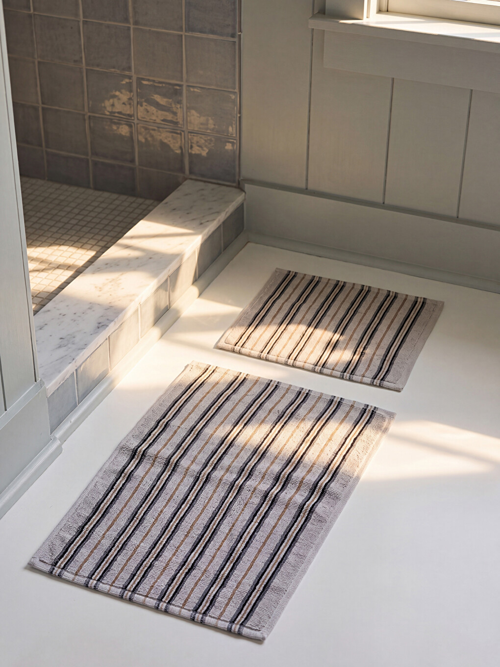 Karışık Çizgili Banyo Paspası Seti 2'li