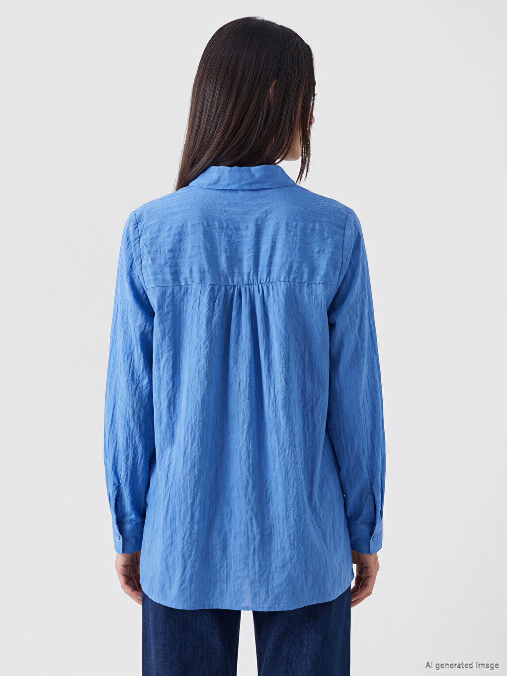 Tunike Këmishë Me Shirita Oversize Për Gra-3