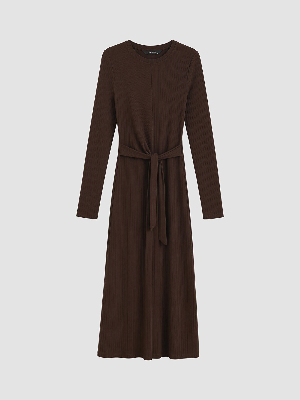 Crew Neck Ribbed Dress-4