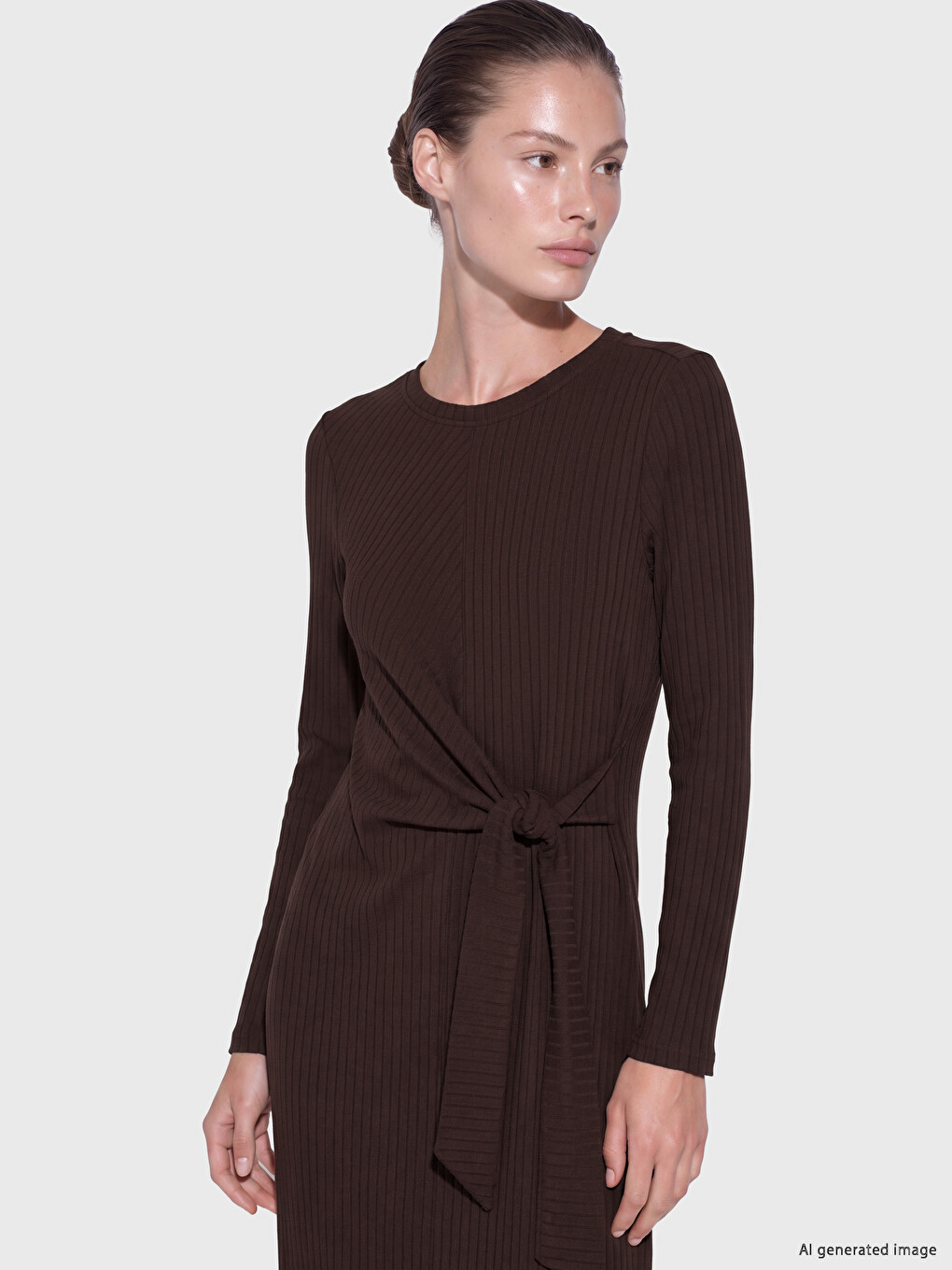 Crew Neck Ribbed Dress-1