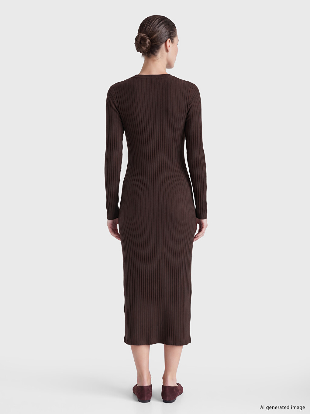 Crew Neck Ribbed Dress-3