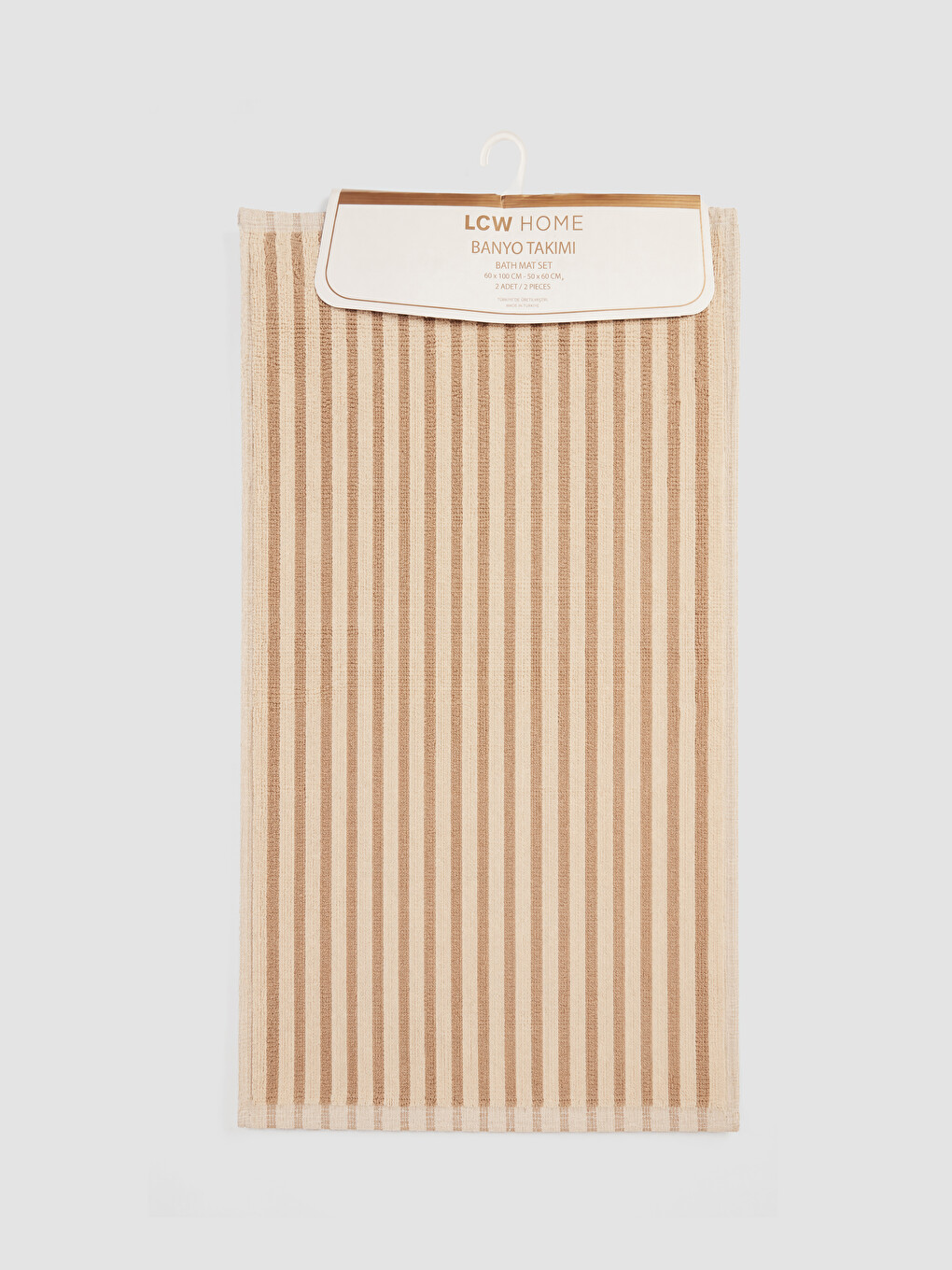 Bej Çizgili Banyo Paspası 50x60/60x100cm-1