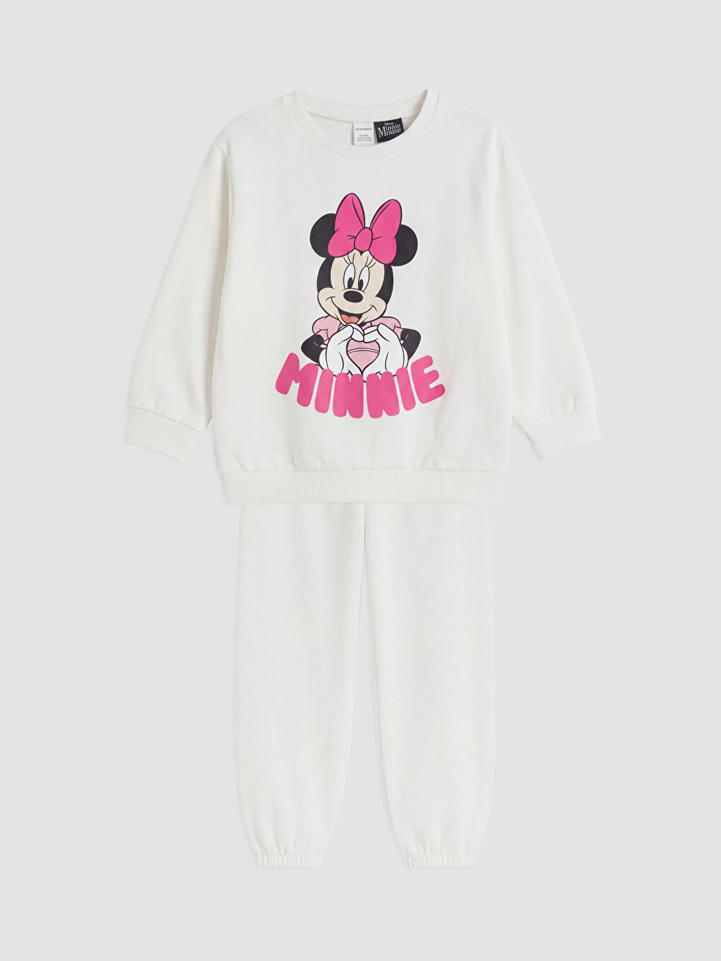Ekru Minnie Mouse Baskılı Kız Çocuk Takım