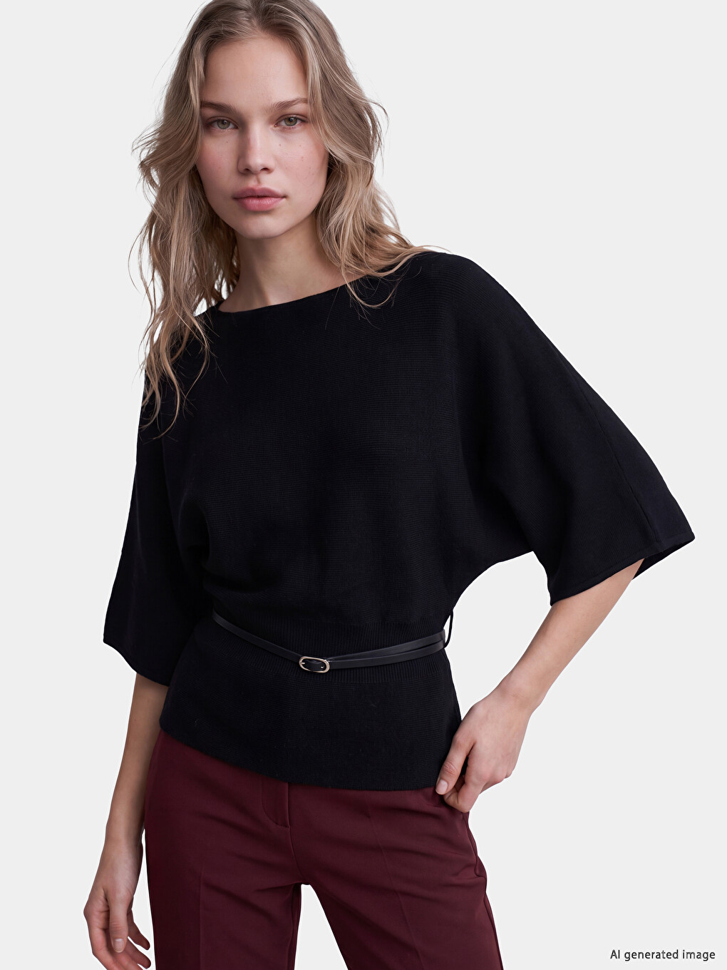 Slash Neck Women's Knitwear Sweater