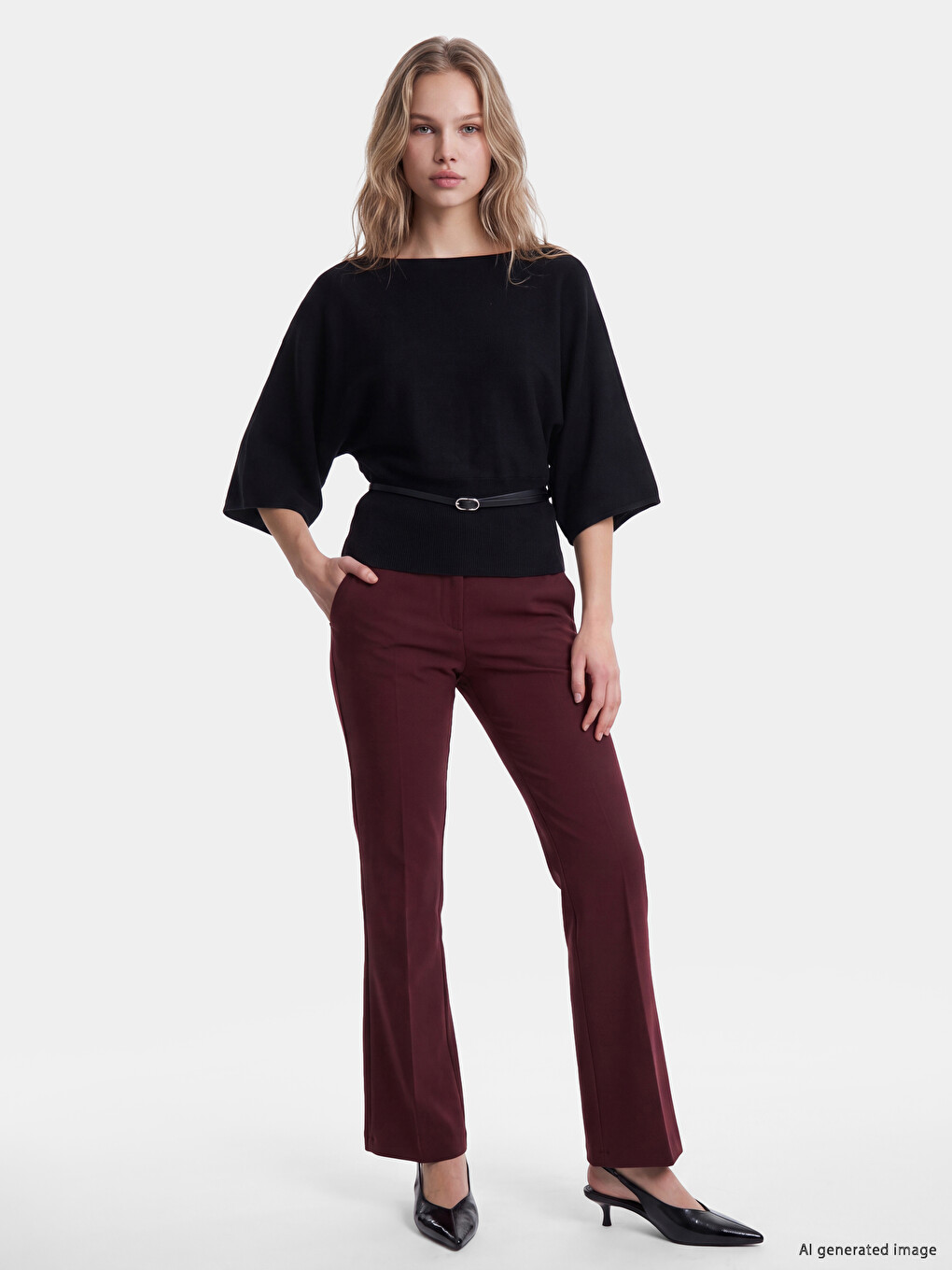 Slash Neck Women's Knitwear Sweater-1
