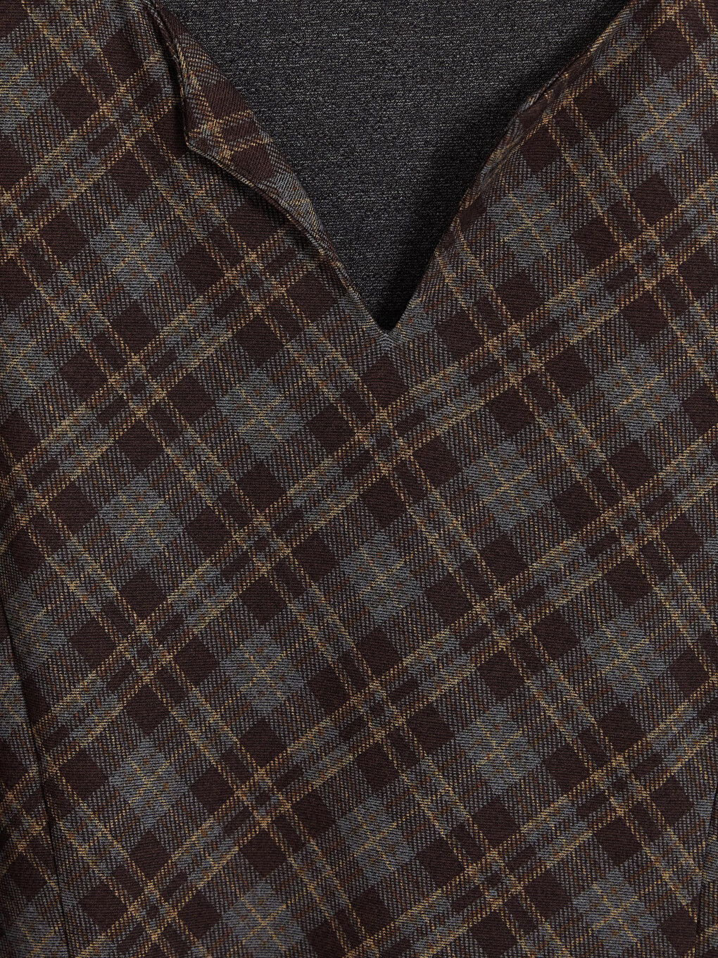 V Neck Plaid Patterned A Form Dress-5