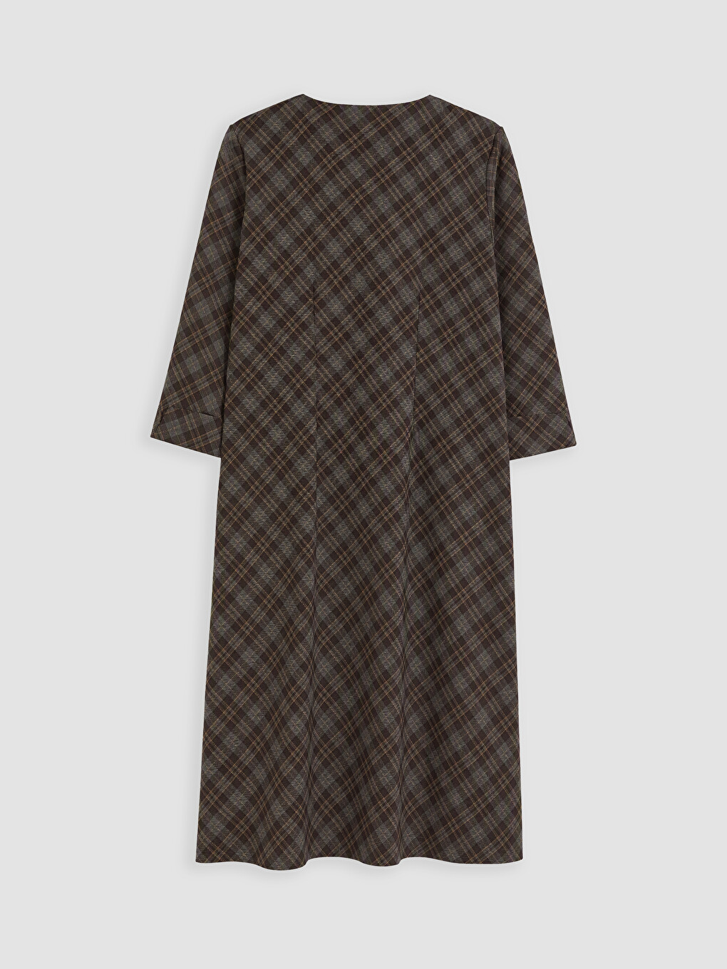 V Neck Plaid Patterned A Form Dress-6