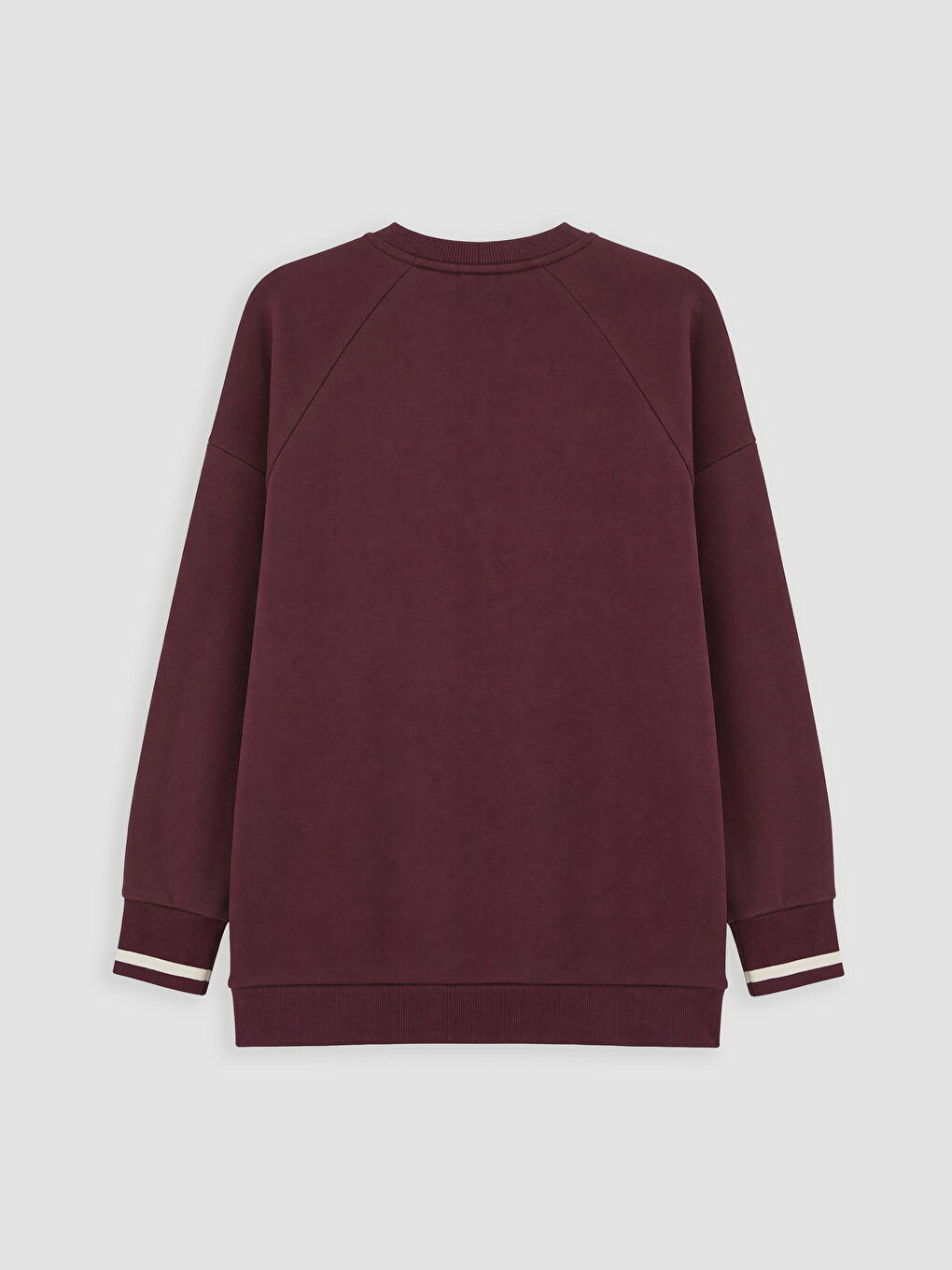 Mürdüm Baskılı Oversize Kadın Sweatshirt Tunik-2