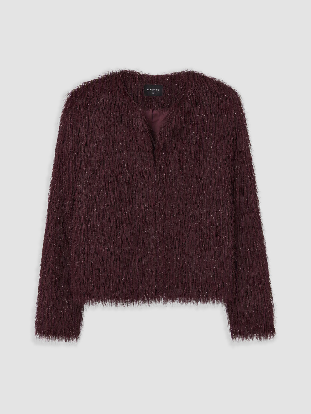 Woman Bordeaux Faux Fur Coat
