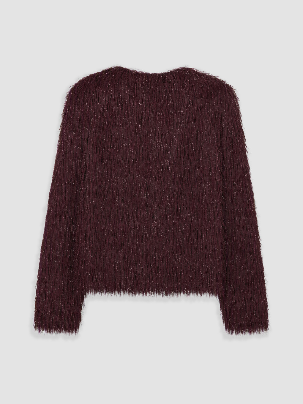 Woman Bordeaux Faux Fur Coat-1