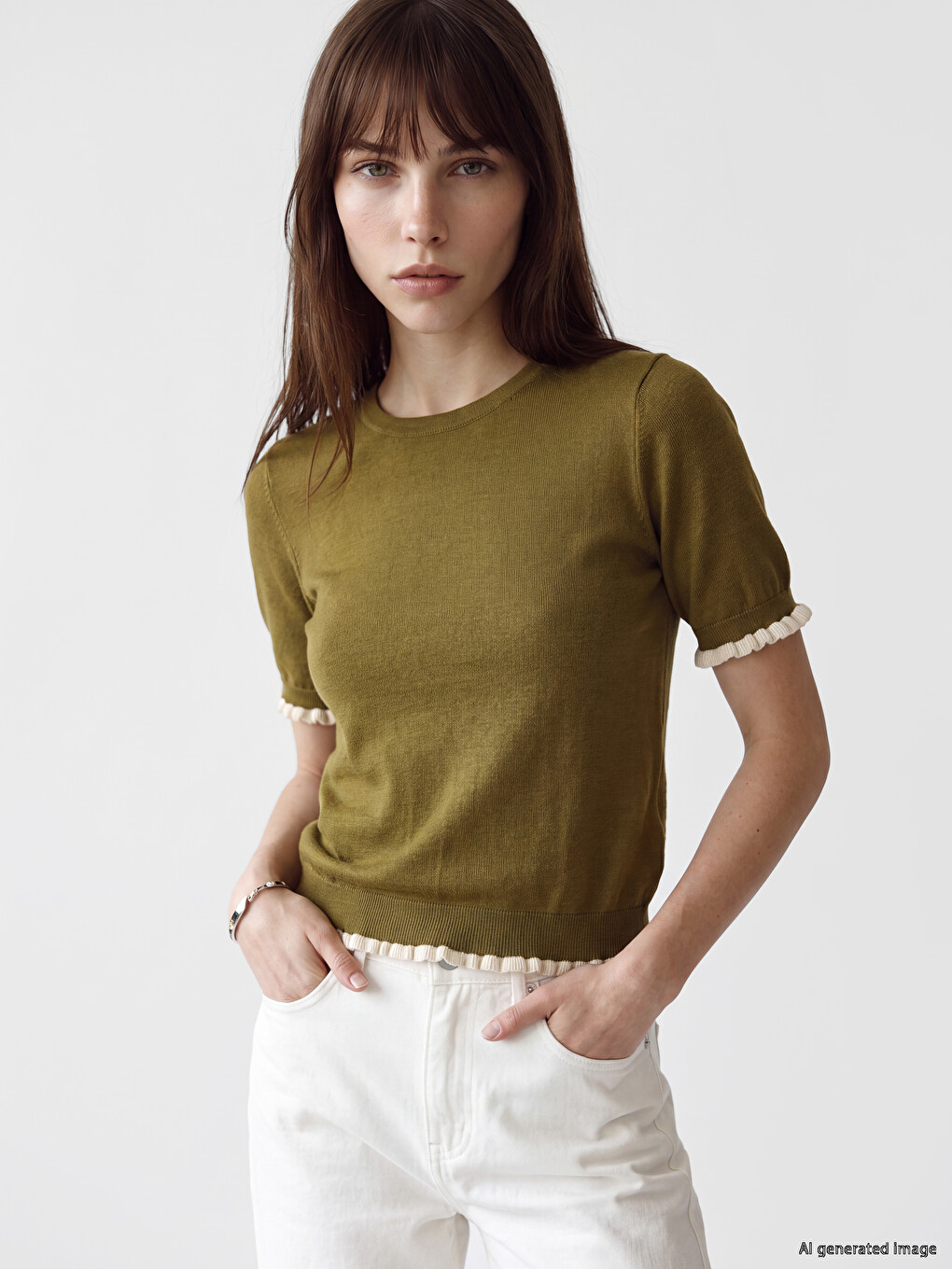 Crew Neck Women's Knitwear Sweater
