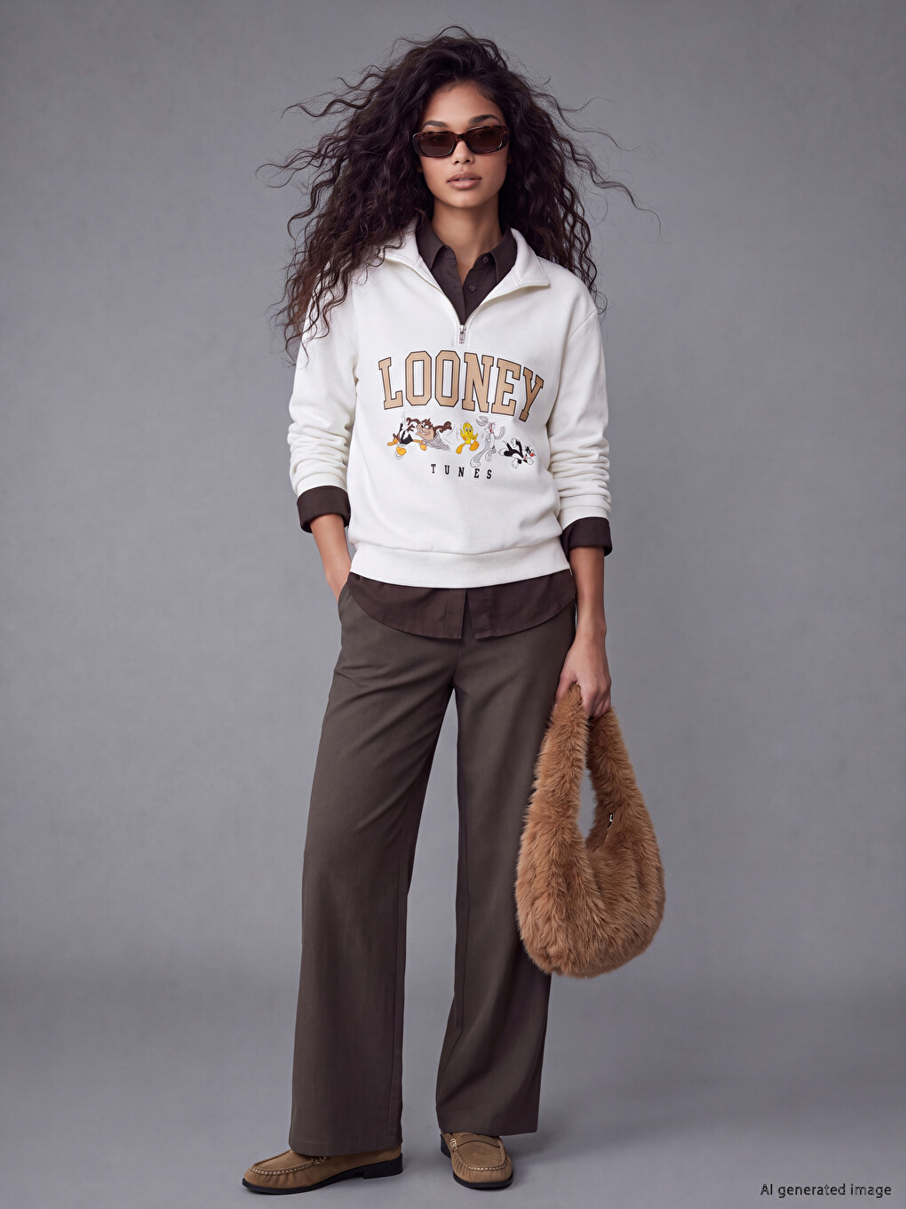 Bugs Bunny Printed Oversize Women's Sweatshirt-1