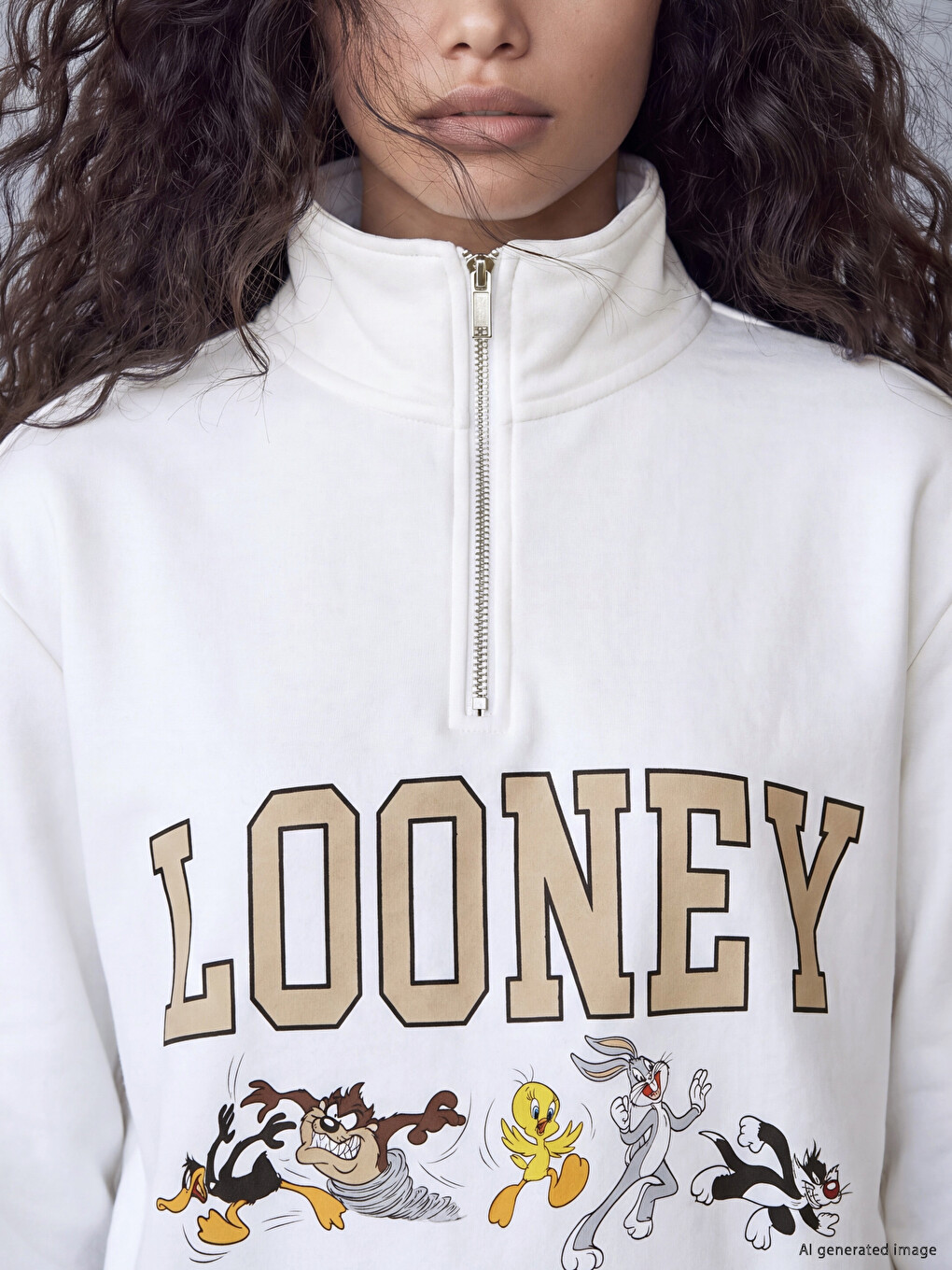 Bugs Bunny Printed Oversize Women's Sweatshirt-2