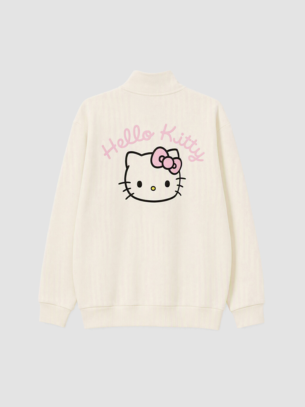 Bej Hello Kitty Nakışlı Oversize Kadın Kalın Sweatshirt-4