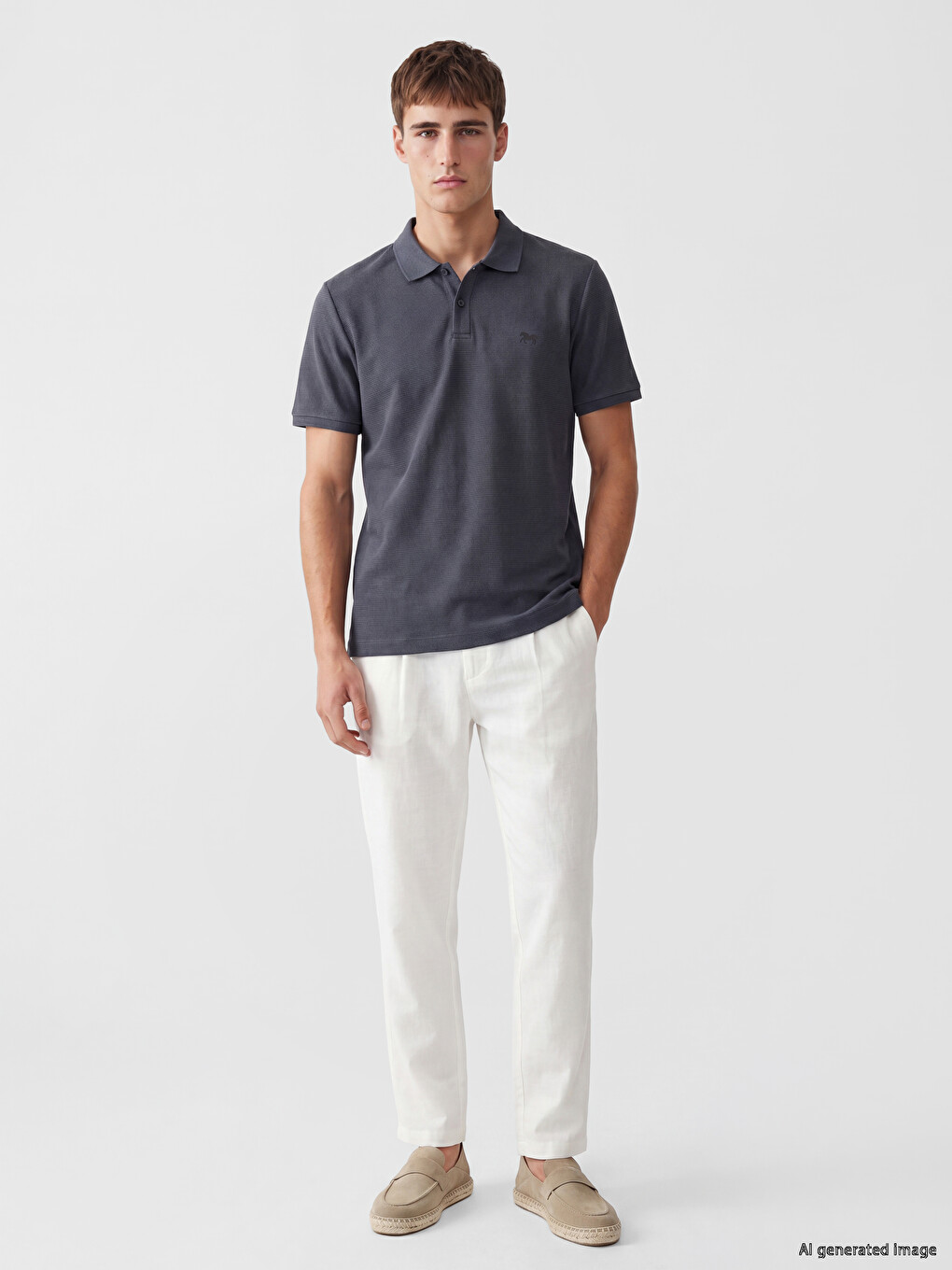 İndigo Polo Yaka Erkek Tişört-1