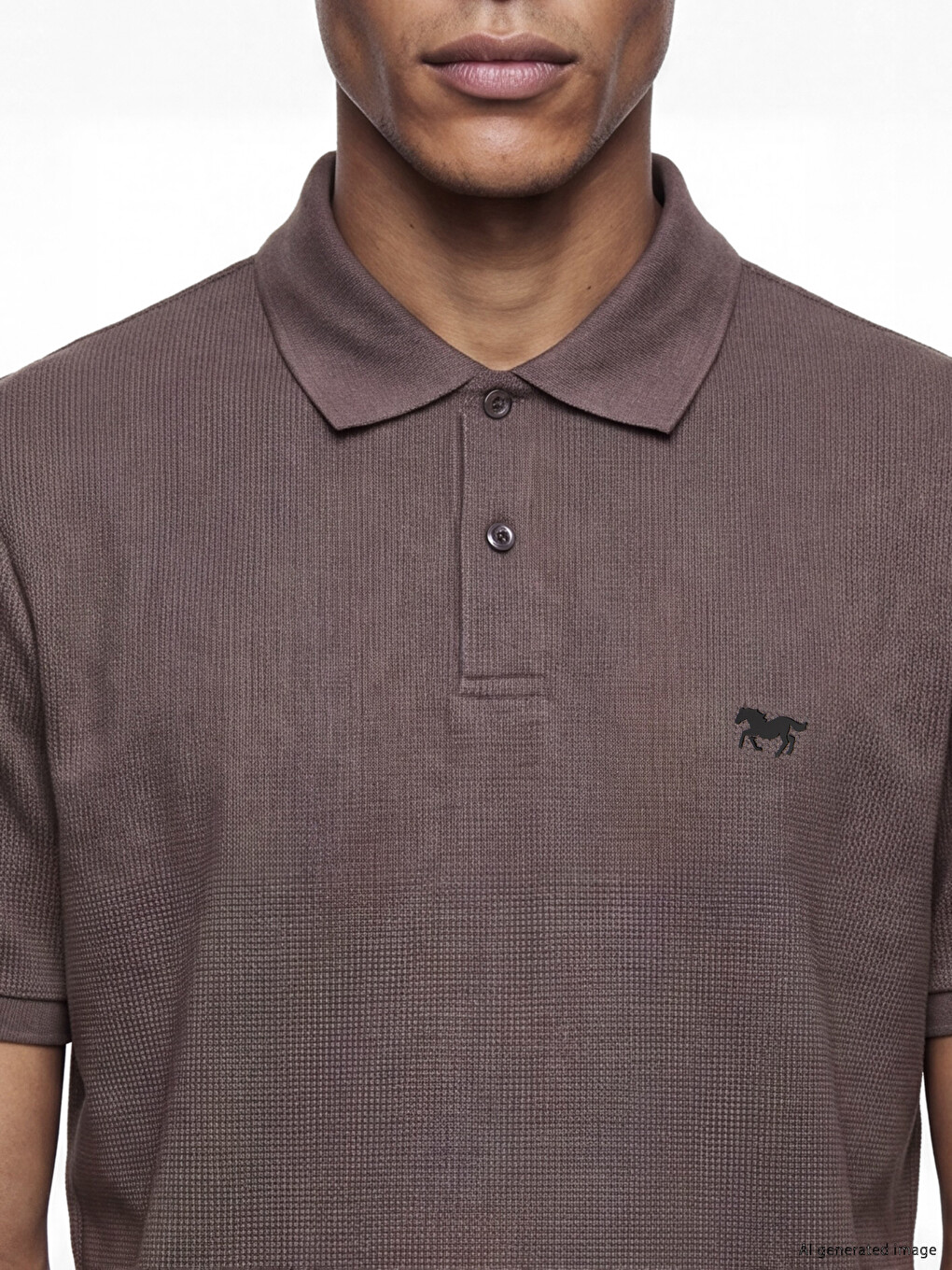 Mürdüm Polo Yaka Erkek Tişört-2