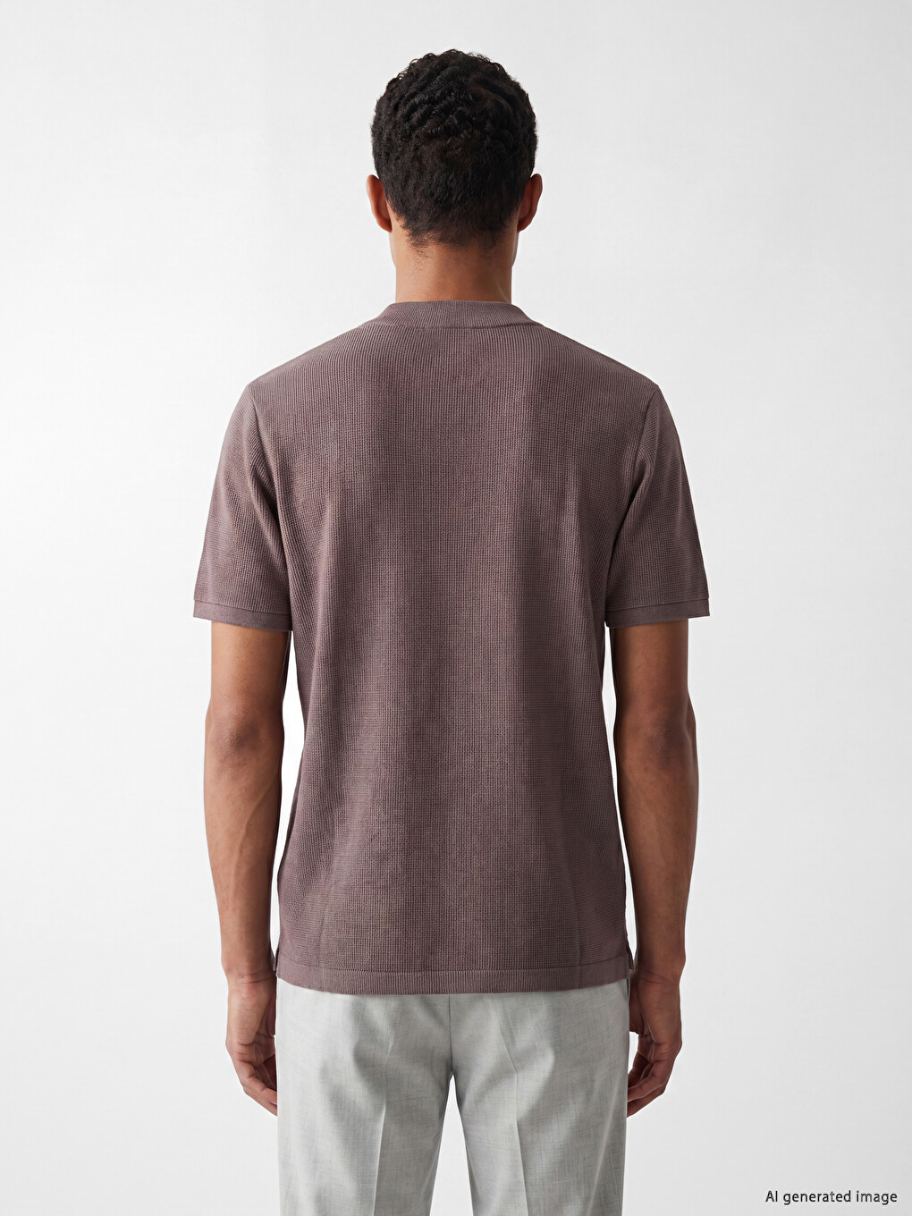 Mürdüm Polo Yaka Erkek Tişört-3