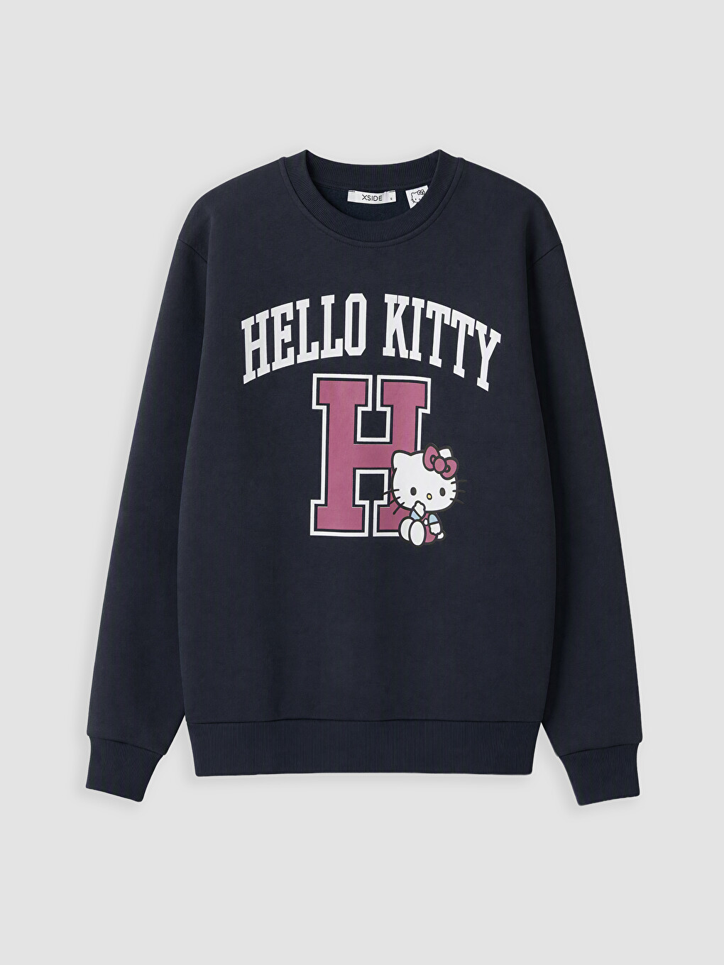 Lacivert Hello Kitty Baskılı Oversize Kadın Sweatshirt