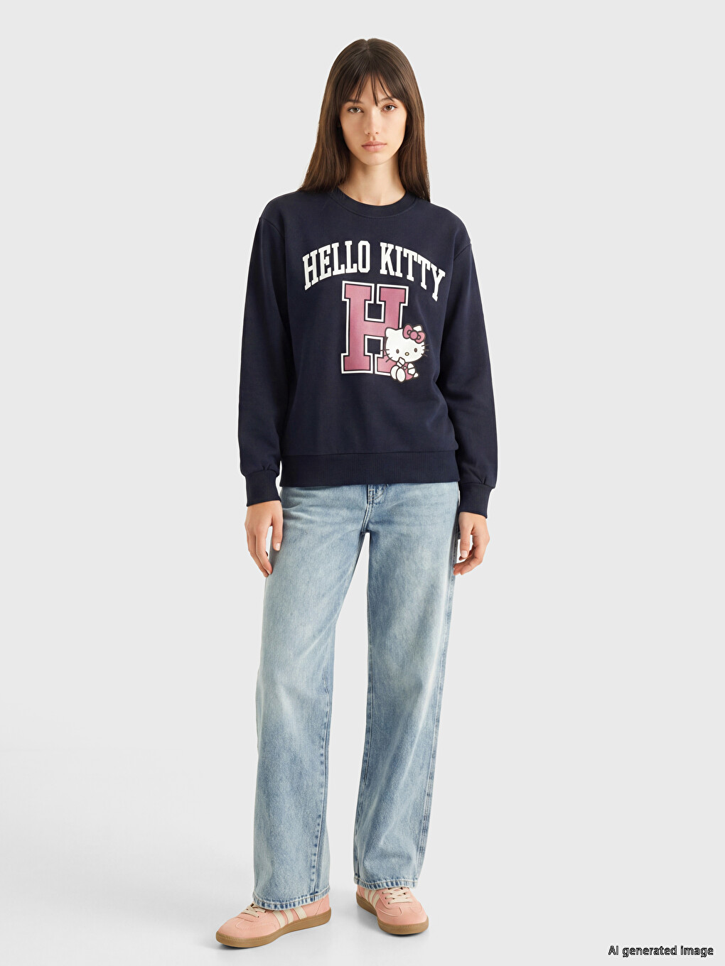 Hello Kitty Printed Oversize Women's Sweatshirt-1