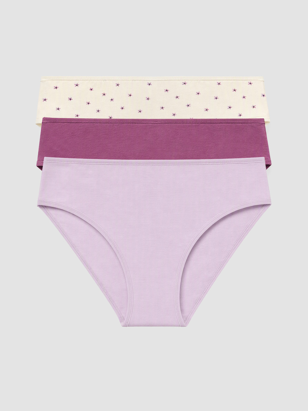 Ekru 3'lü Baskılı Bikini Külot