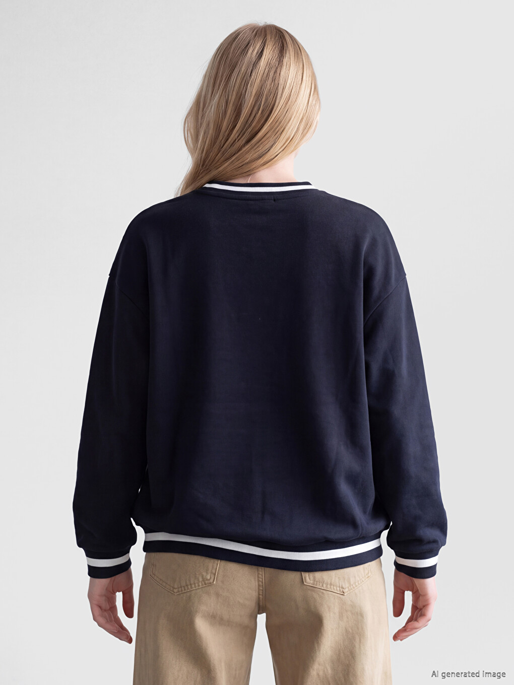 Lacivert Harry Potter Baskılı Oversize Kadın Kalın Sweatshirt-3