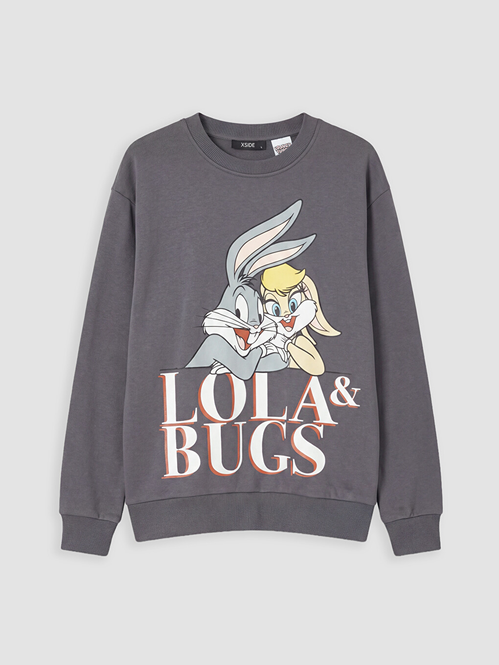 Antrasit Bugs Bunny Baskılı Oversize Kadın Kalın Sweatshirt-4