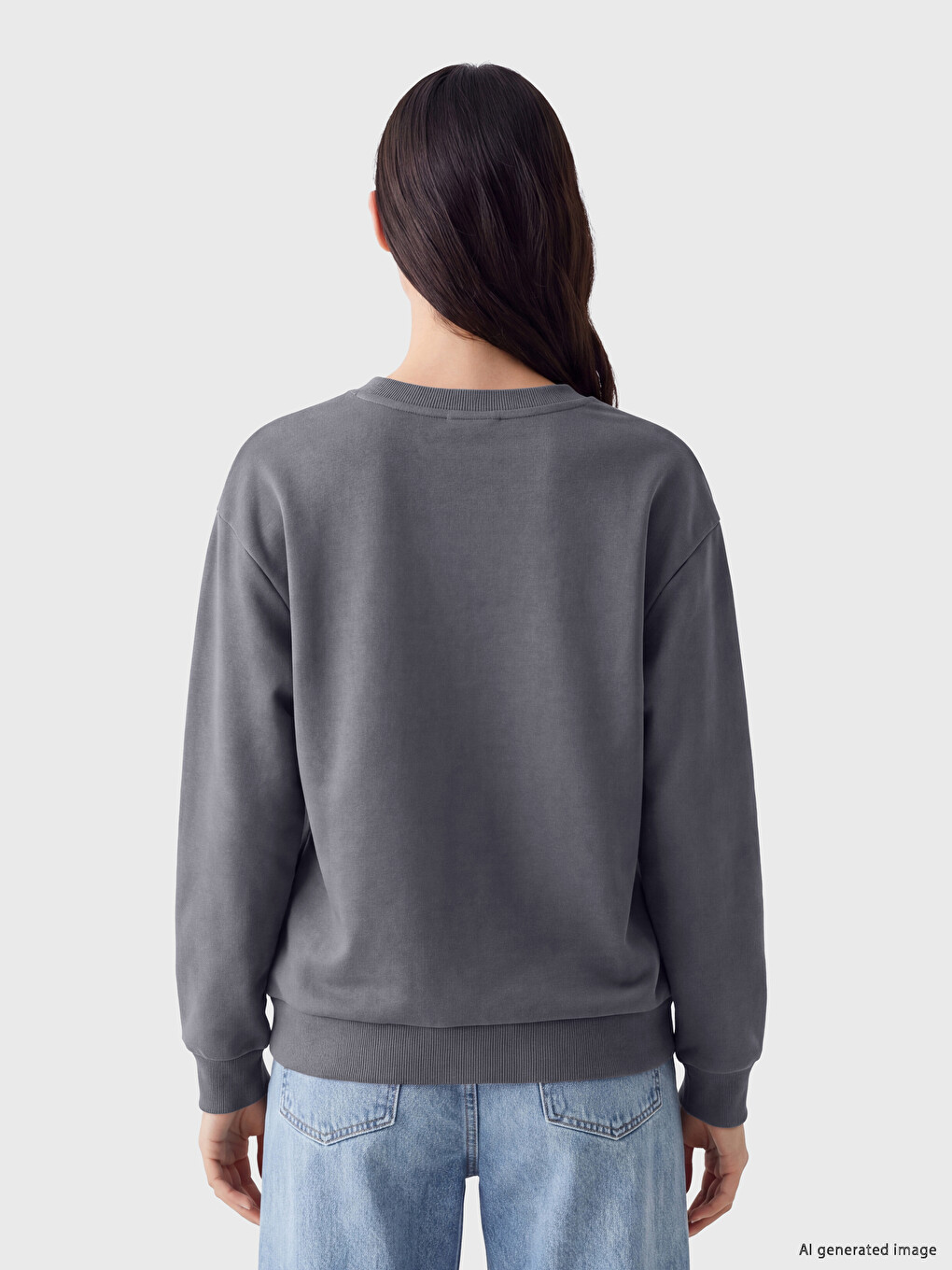 Antrasit Bugs Bunny Baskılı Oversize Kadın Kalın Sweatshirt-3