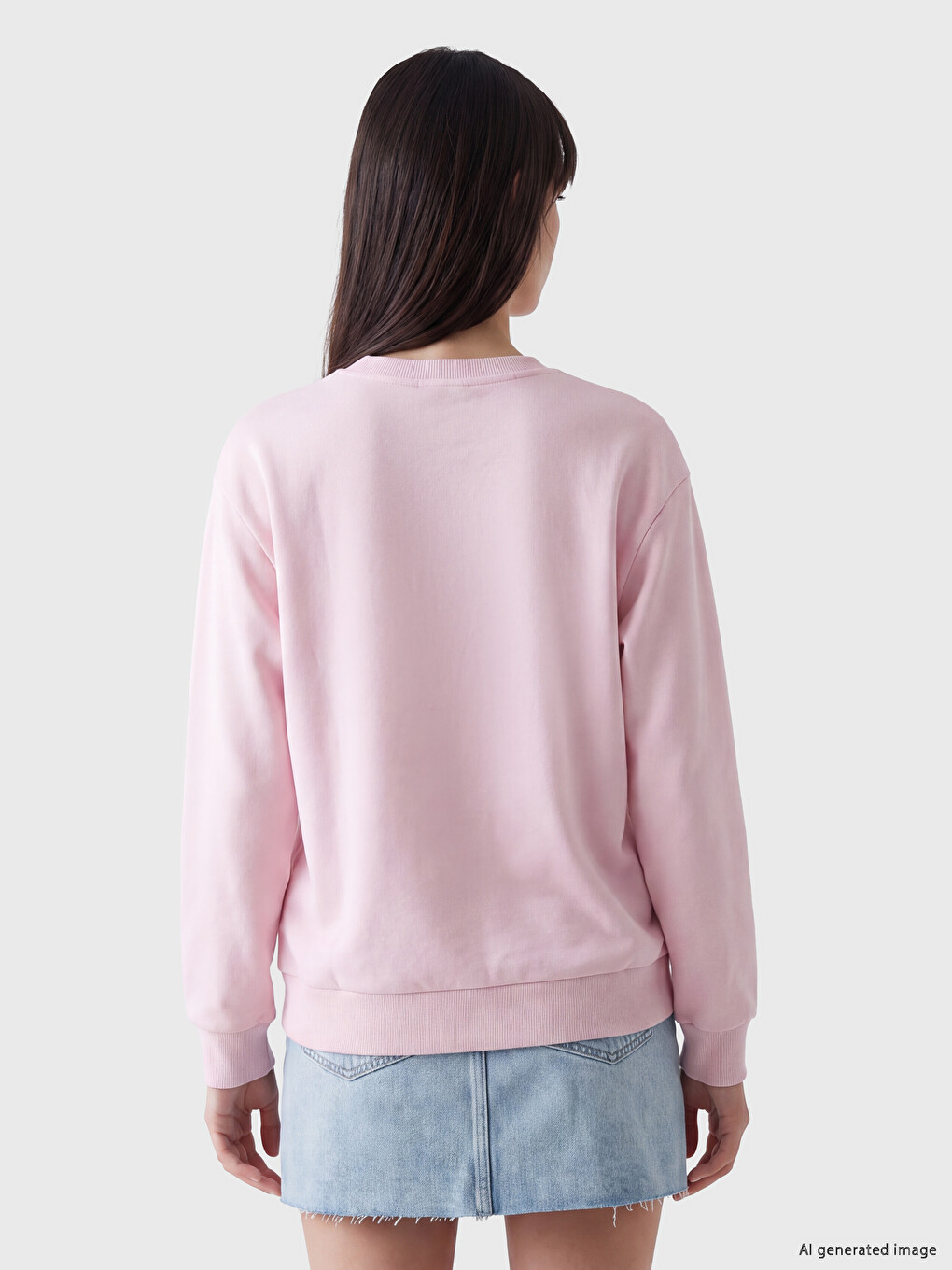 Pembe Hello Kitty Baskılı Oversize Kadın Kalın Sweatshirt-3