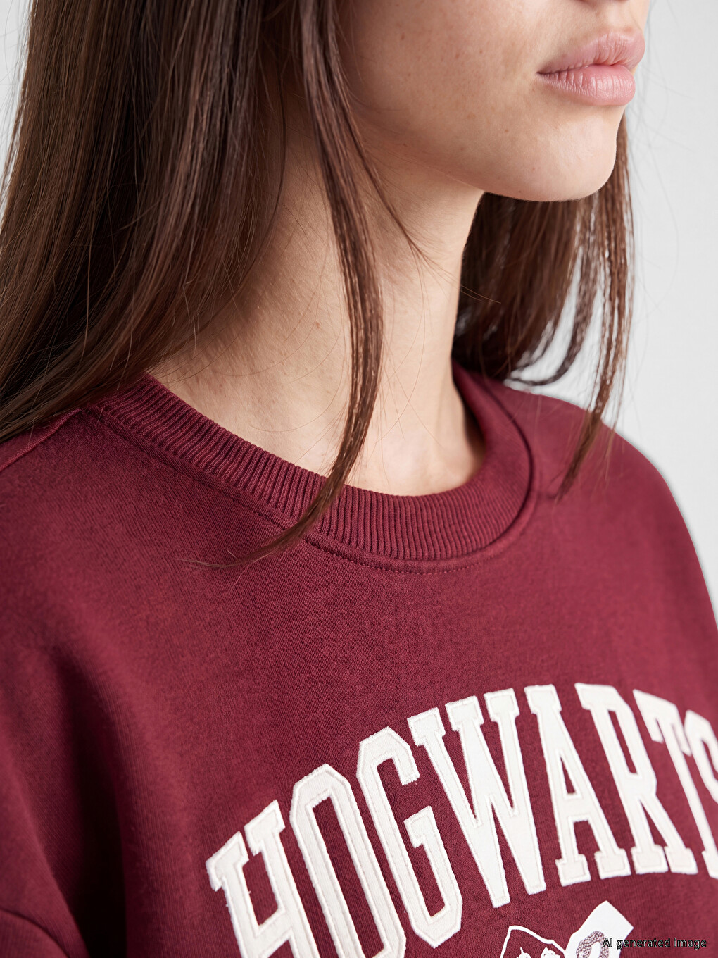 Bordo Harry Potter Baskılı Oversize Kadın Sweatshirt-2