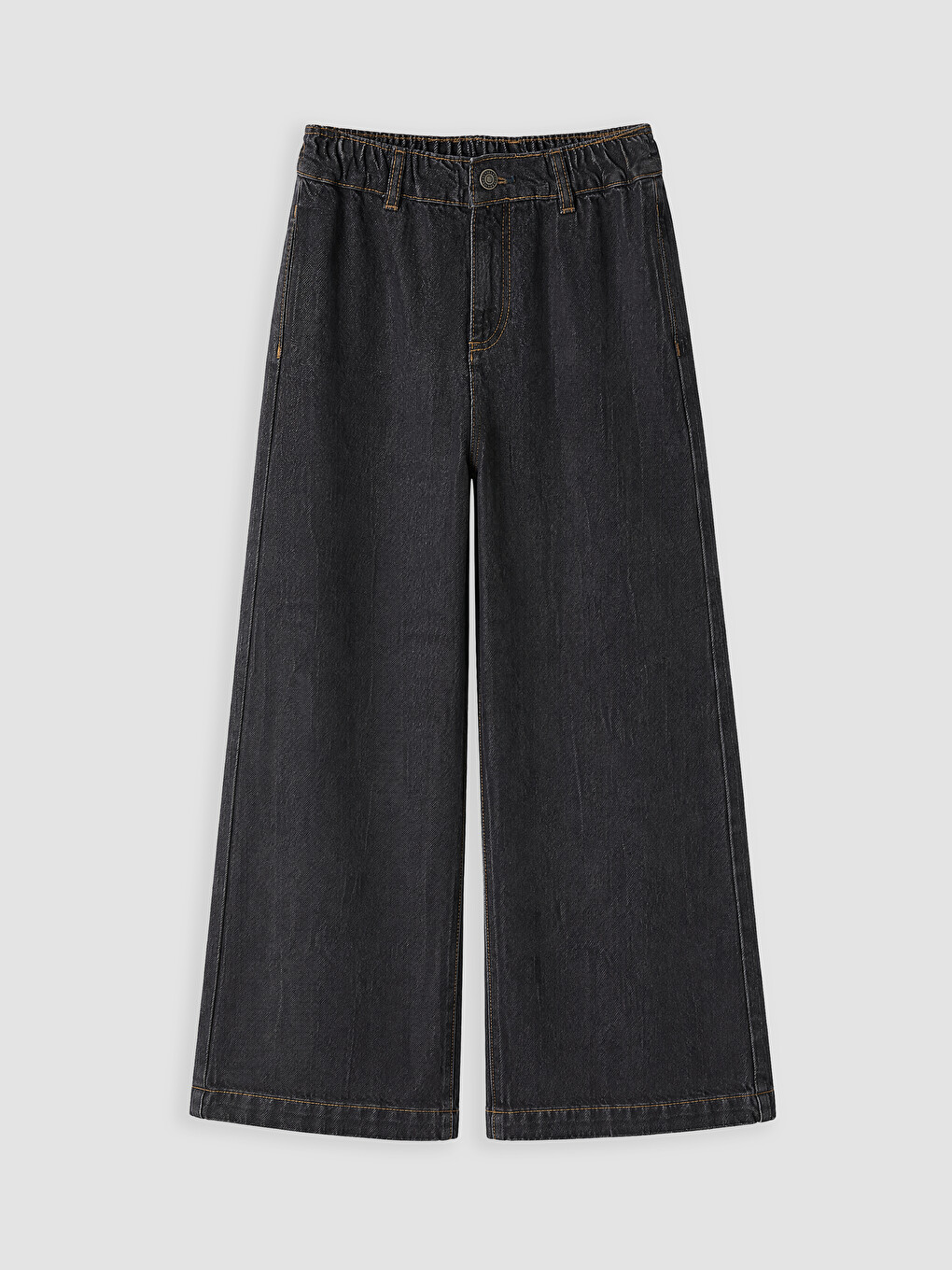 Gri Wide Leg Fit Kız Çocuk Jean Pantolon