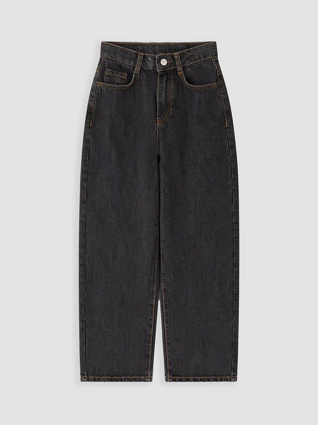 Gri Barrel Fit Kız Çocuk Jean Pantolon