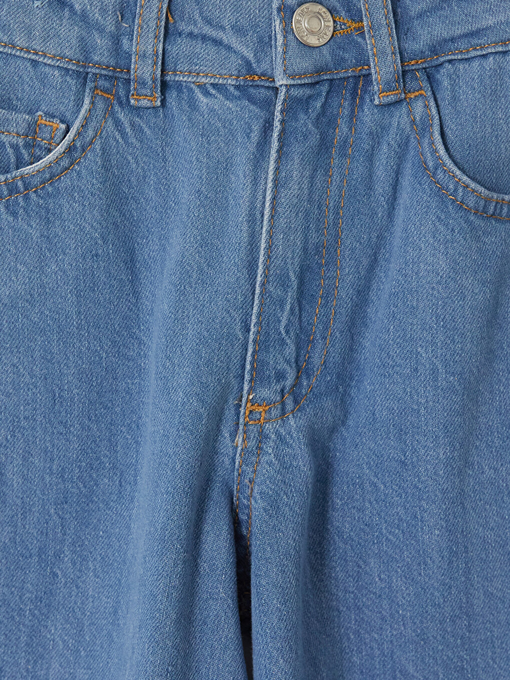 İndigo Barrel Fit Kız Çocuk Jean Pantolon-1