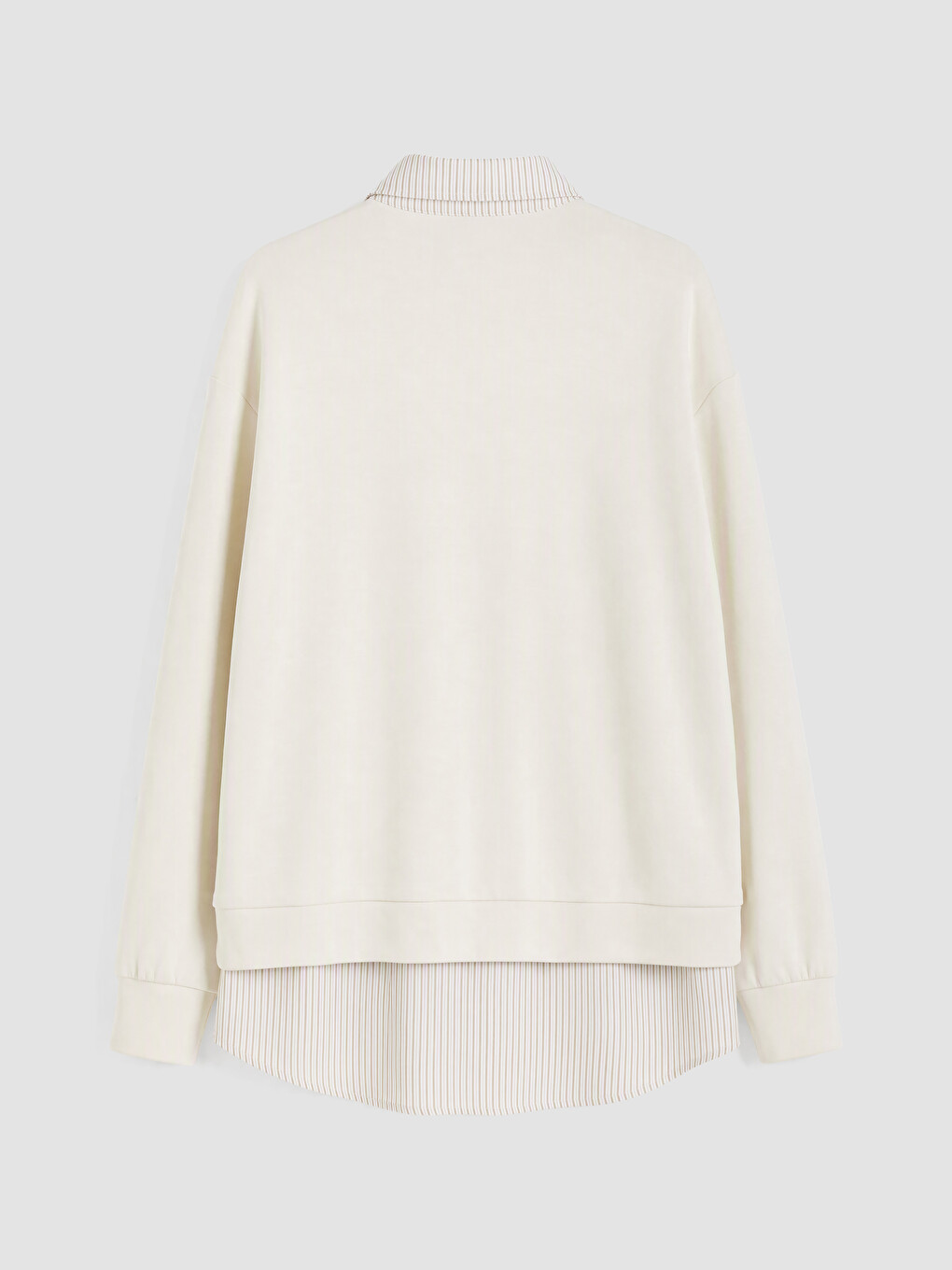 Bej Gömlek Yaka Soft Touch Kadın Sweatshirt Tunik-6