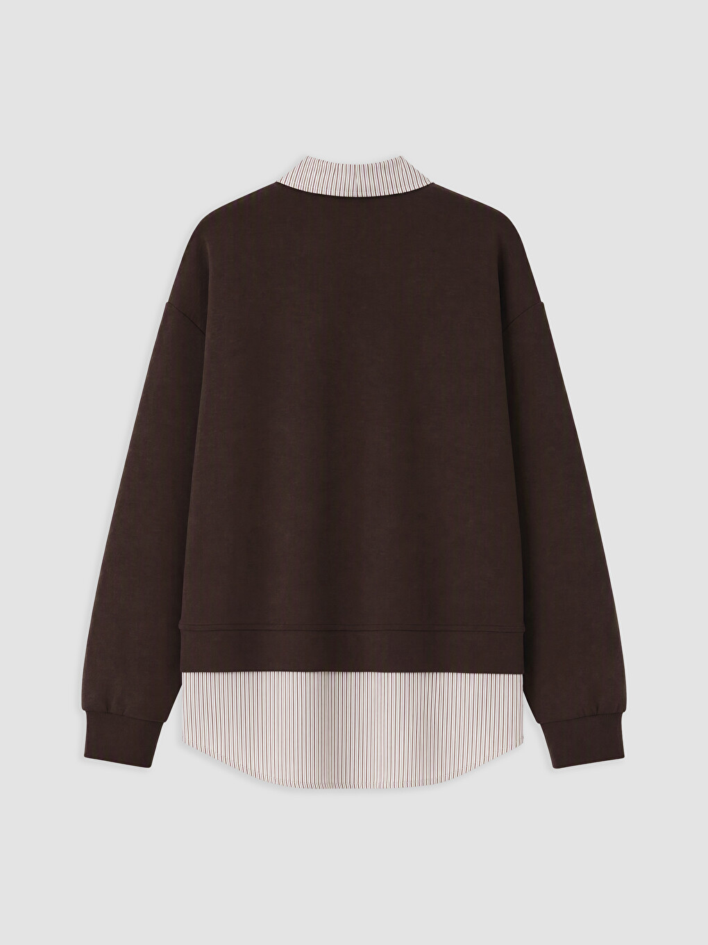 Kahverengi Gömlek Yaka Kadın Sweatshirt Tunik-1