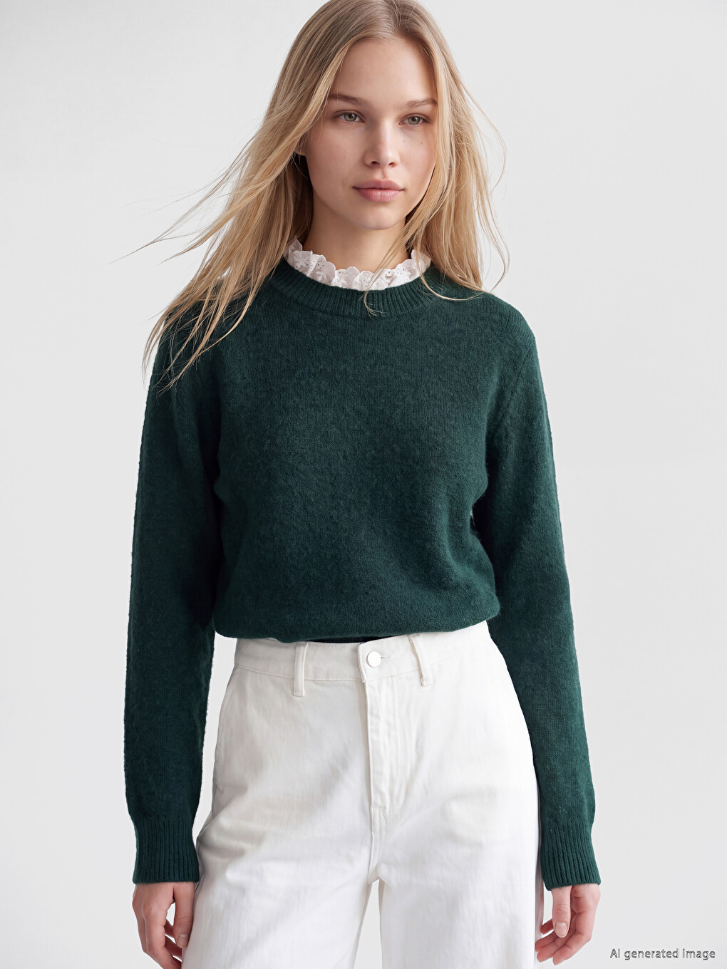 Ruffled Collar Women's Knitwear Sweater