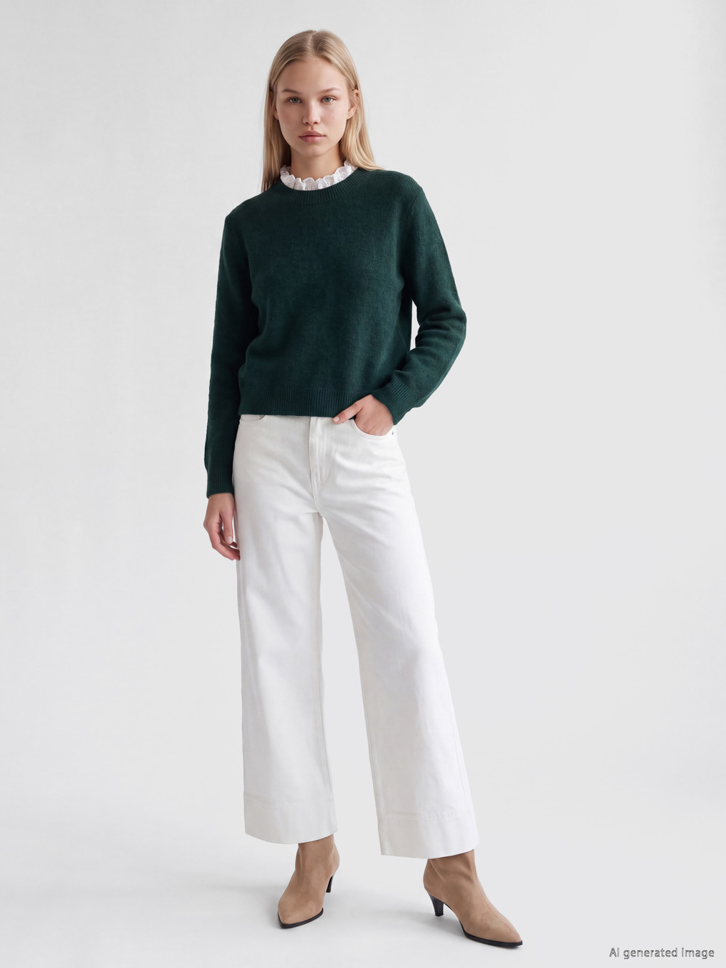 Ruffled Collar Women's Knitwear Sweater-1