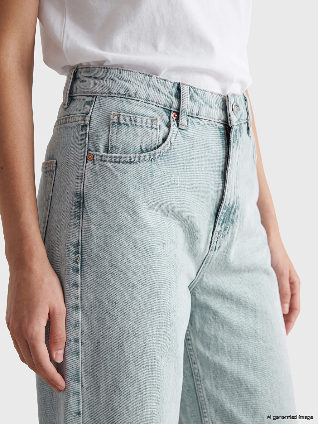 High Waisted Wideleg Women's Jeans-3