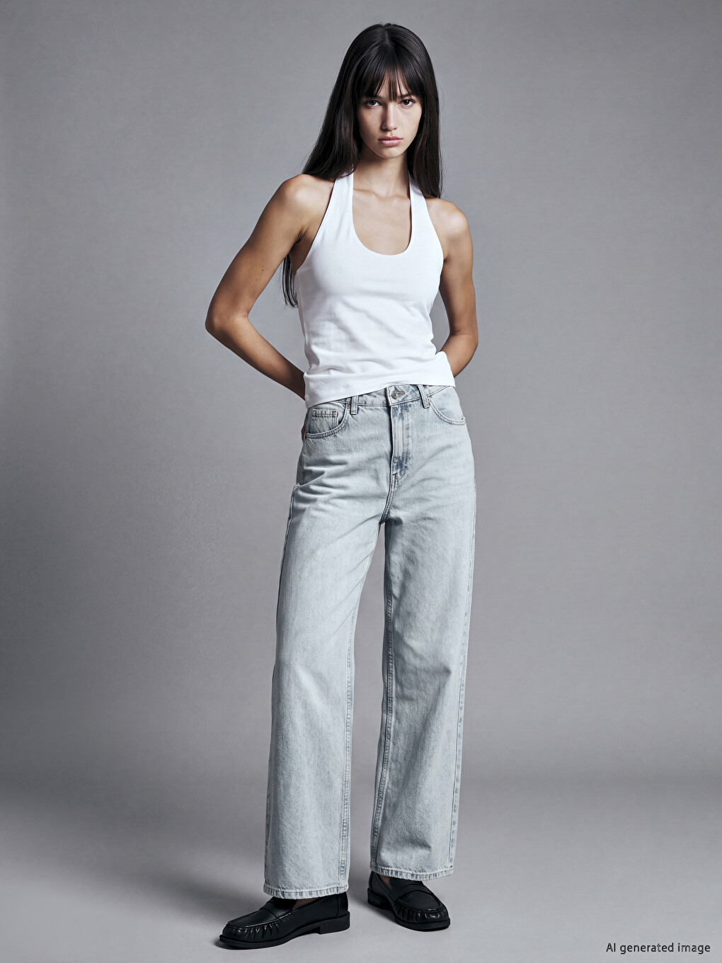 High Waisted Wideleg Women's Jeans-1