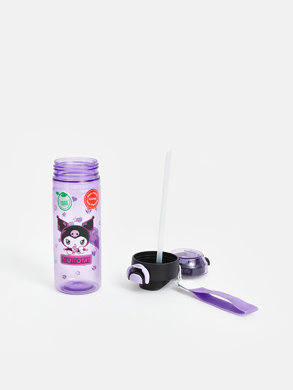 Karışık Kuromi Baskılı Kız Çocuk Pipetli Suluk 500 Ml-1