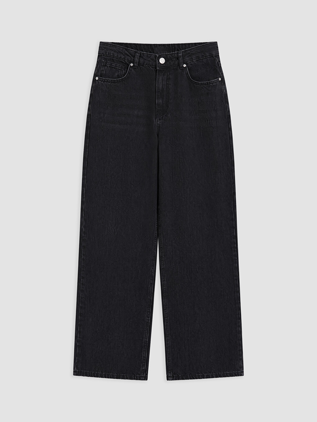Siyah Wideleg Kadın Jean Pantolon