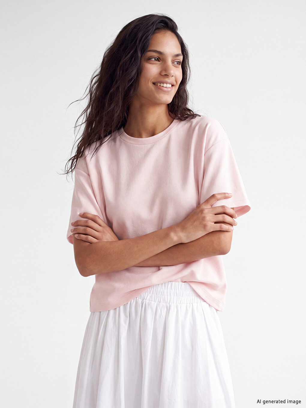 Pembe Soft Touch Oversize Kadın Tişört