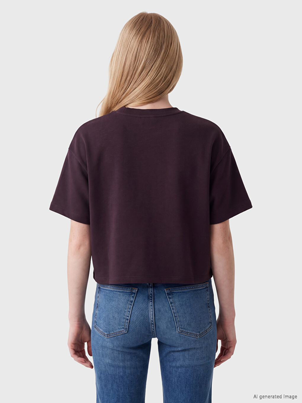 Mürdüm Soft Touch Oversize Kadın Tişört-4