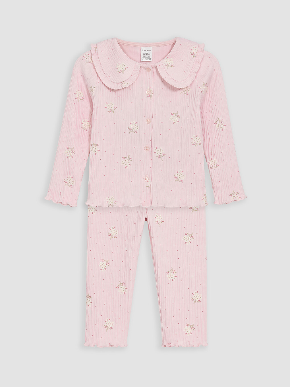 Pembe Bebe Yaka Çiçekli Kız Bebek Takım
