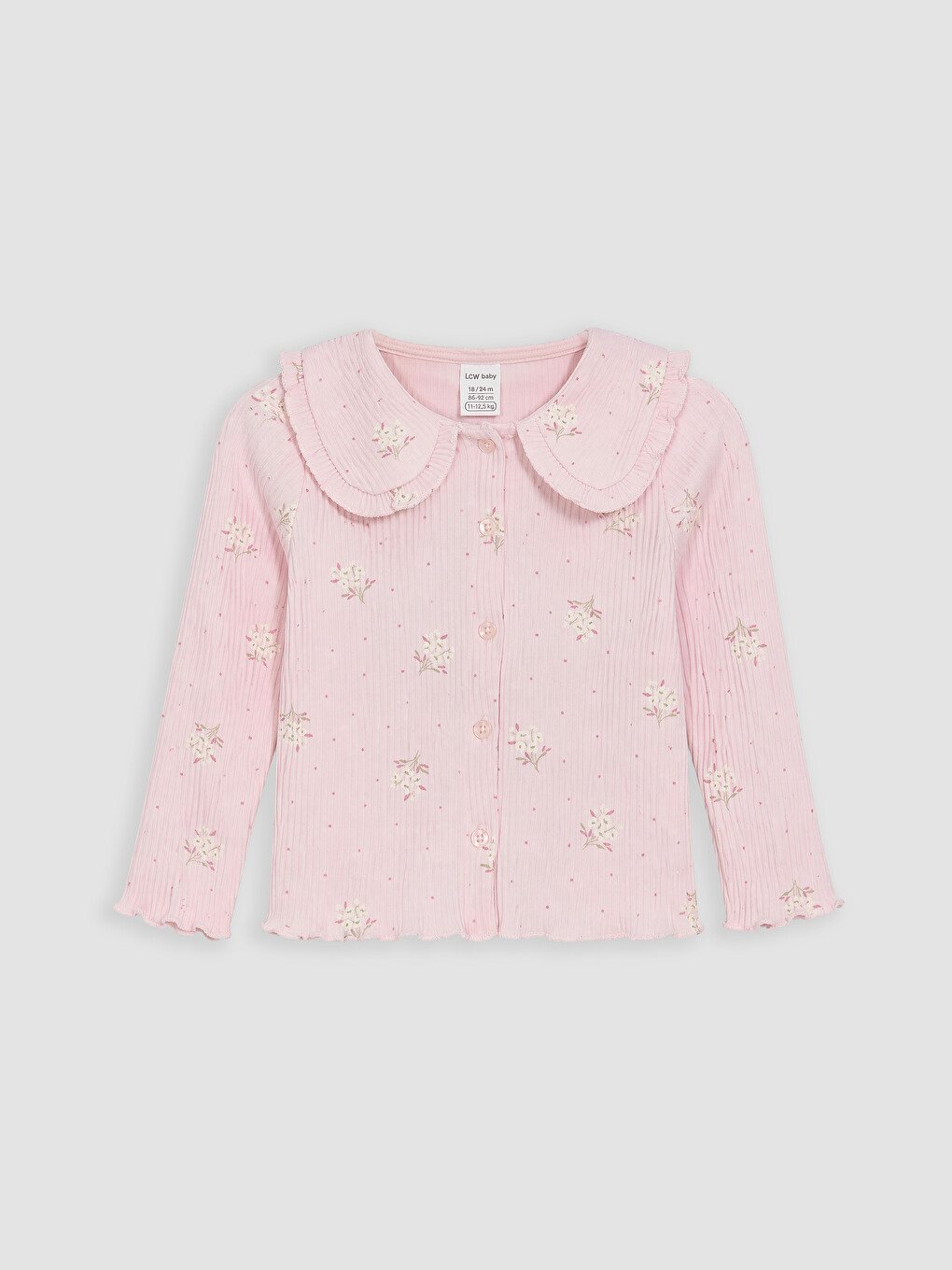 Pembe Bebe Yaka Çiçekli Kız Bebek Takım-1