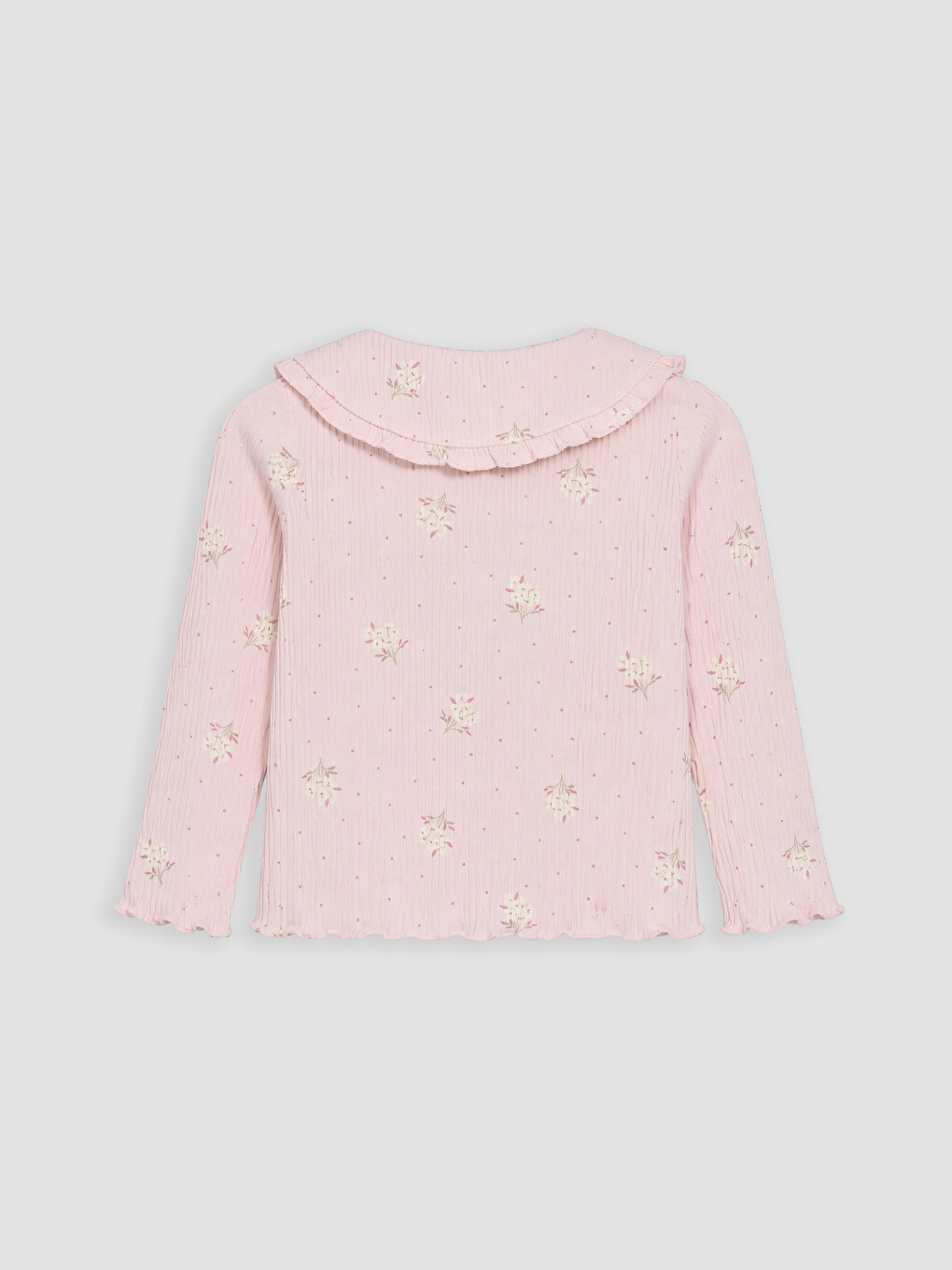 Pembe Bebe Yaka Çiçekli Kız Bebek Takım-3