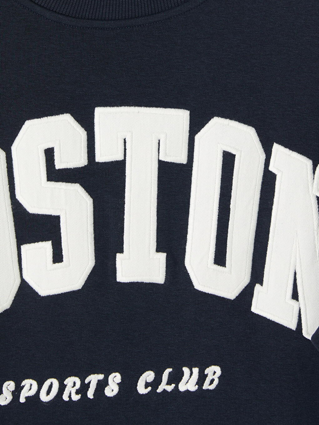 Lacivert Boston Nakışlı Oversize Kadın Sweatshirt-1